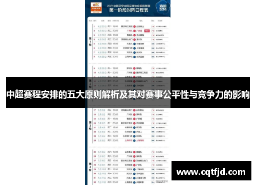 中超赛程安排的五大原则解析及其对赛事公平性与竞争力的影响
